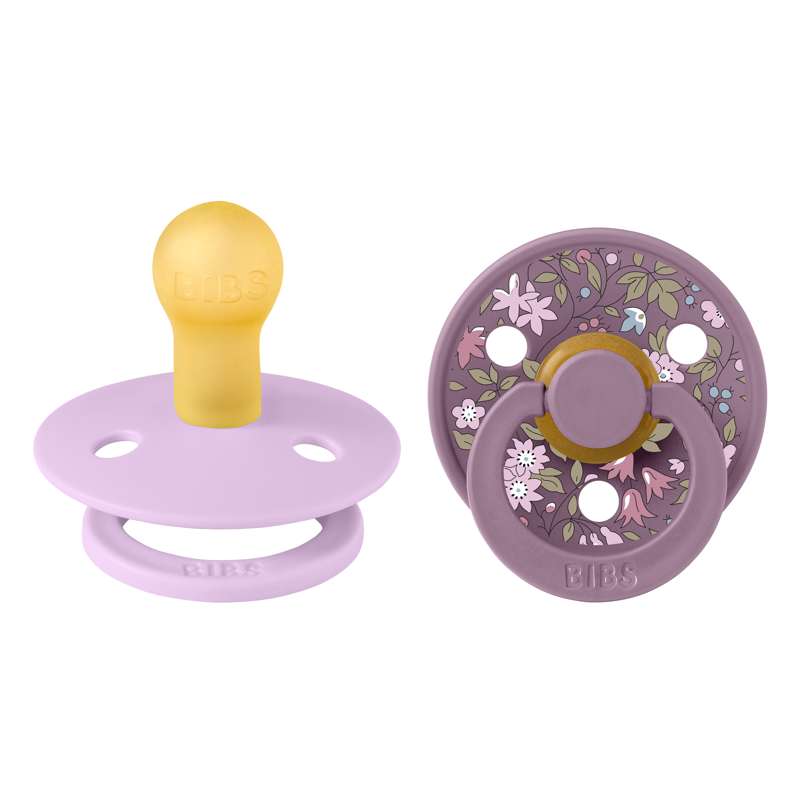 BIBS Round Colour Pacifier - 2-Pack - Size 1 - Natural rubber - Liberty - Chamomille Lawn/Violet Sky Mix