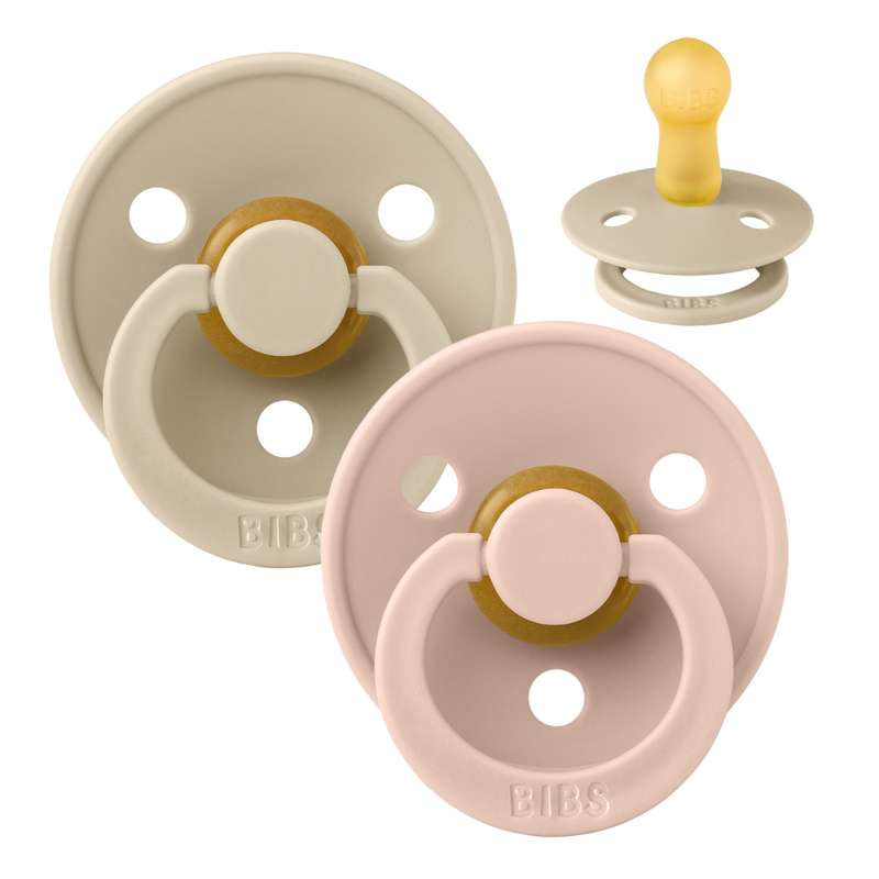 BIBS Round Colour Pacifier - 2-Pack - Size 2 - Natural rubber - Vanilla/Blush