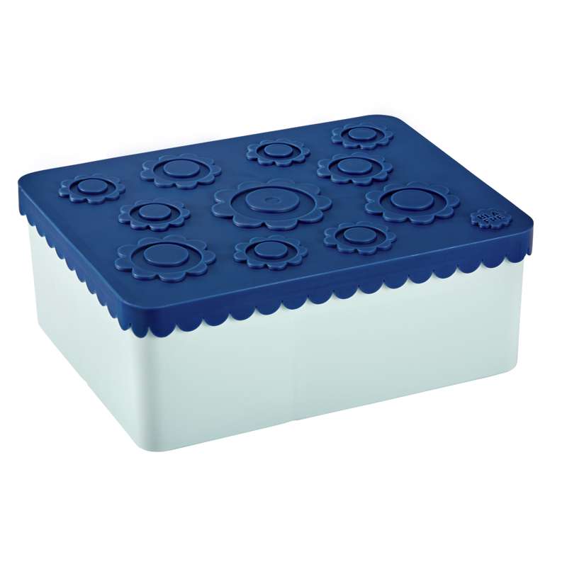 Blafre Lunchbox with 3 Compartments - Flower - Dark Blue