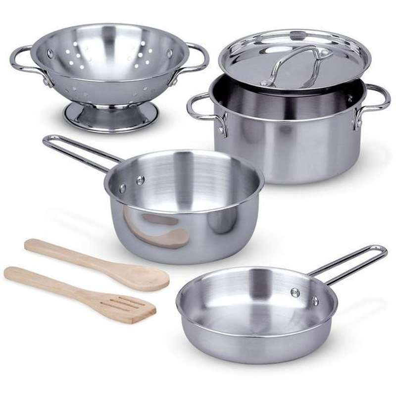 Pots and pans in steel