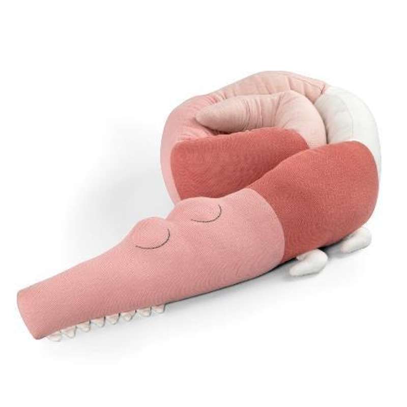 Sebra Knitted cushion/bed bumper - Sleepy Croc - Blossom Pink