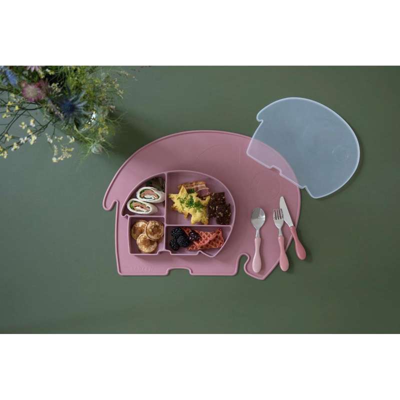 Sebra Silicone plate with lid Fanto - Vintage Rose