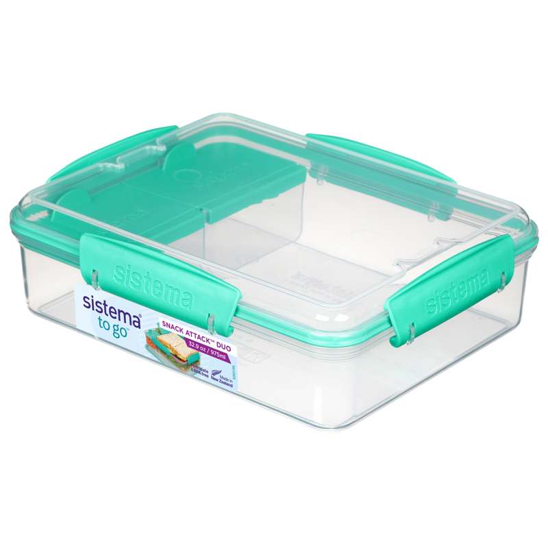 Sistema Lunchbox - Snack Attack Duo To Go - 975 ml. - Clear/Minty Teal