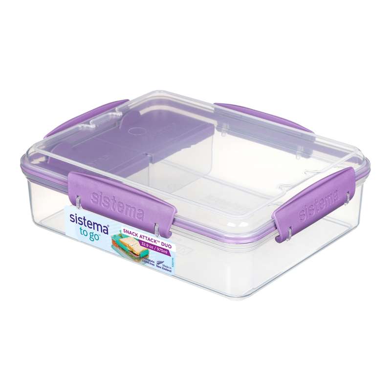 Sistema Lunchbox - Snack Attack Duo To Go - 975 ml. - Clear/Misty Purple