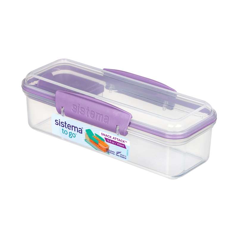 Snack Box System - Snack Attack Lunch - 2 Compartments - 410 ml. - Clear/Misty Purple