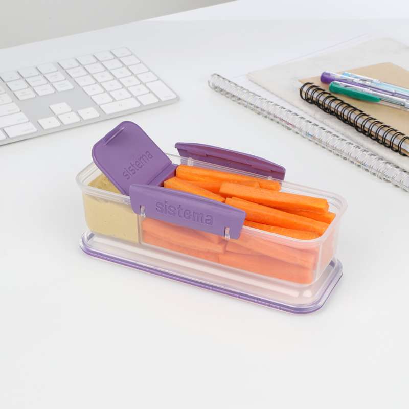 Snack Box System - Snack Attack Lunch - 2 Compartments - 410 ml. - Clear/Misty Purple