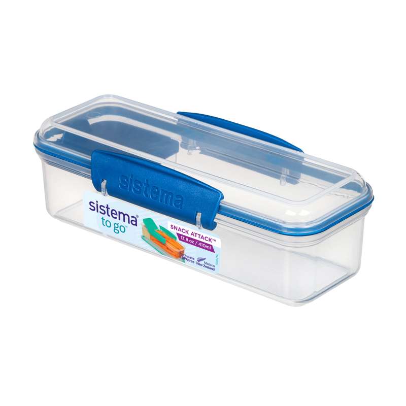 Snack Box System - Snack Attack Lunch - 2 Compartments - 410 ml - Clear/Ocean Blue