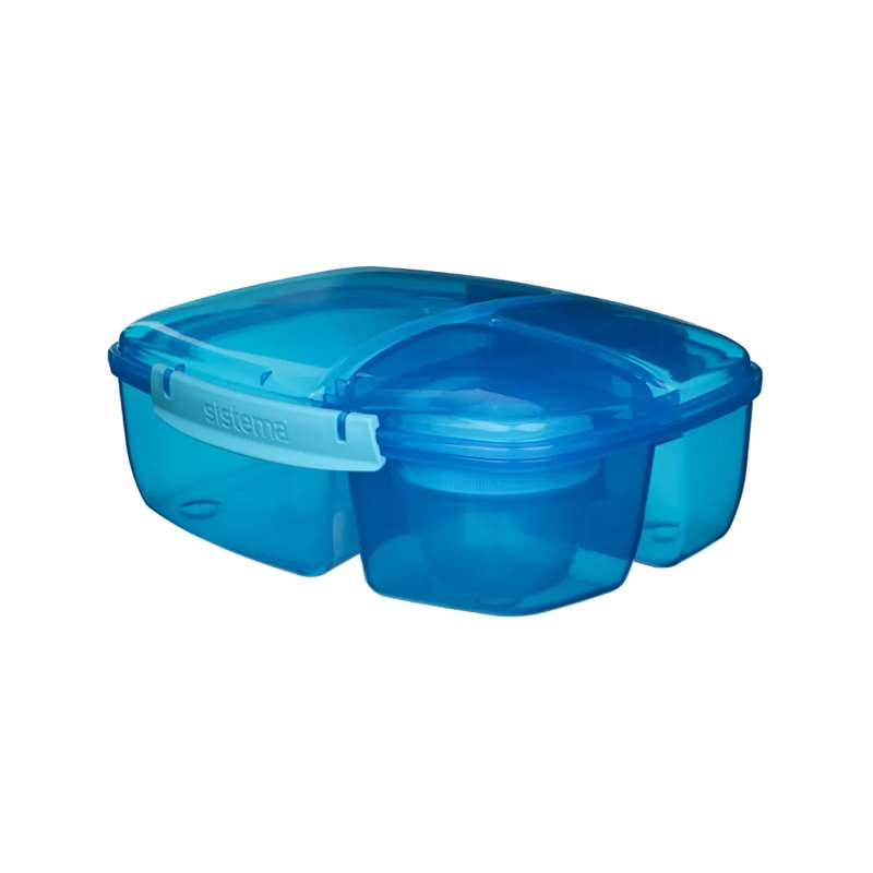 Sistema Lunch Box - Triple Split Lunch - Compartmentalized with Container - 2L - Blue